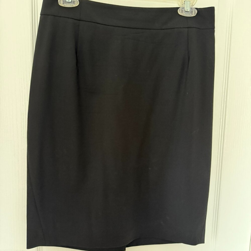 Theory Pencil Skirt Slim Fit Stretch Wool Black Size 10